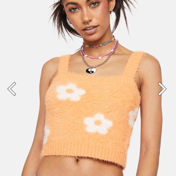 Pretty Garbage Ditsy Floral Eyelash Sweater Tank Top - Picture 2 of 3